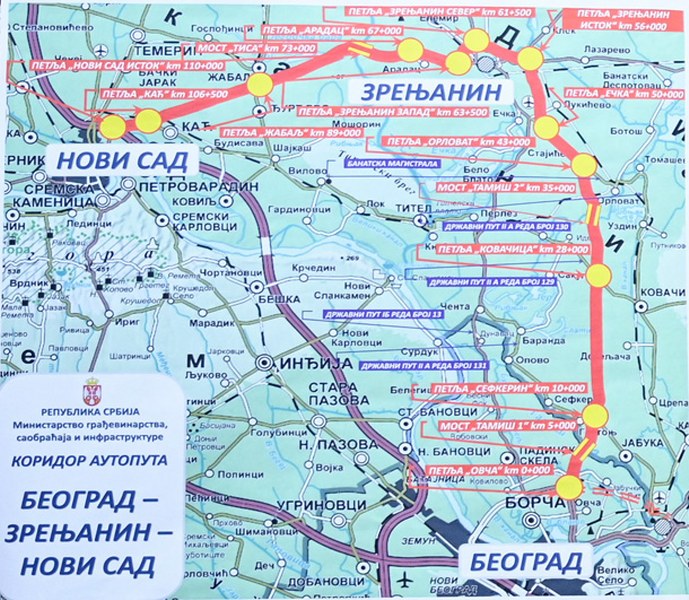 Objavljena detaljna trasa auto-puta Beograd-Zrenjanin-Novi Sad – u gradskom području Zrenjanina predložene dve varijante