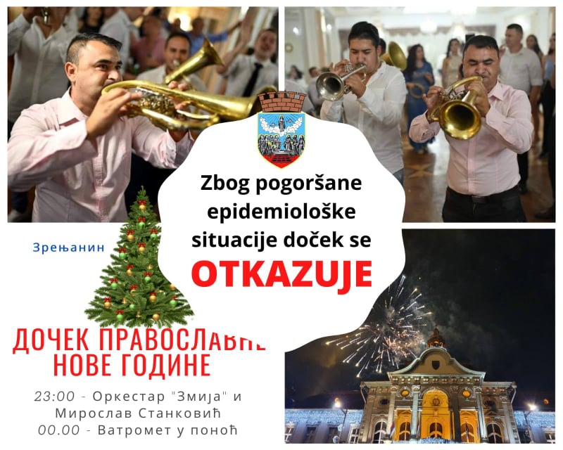 Zbog pogoršane epidemiološke situacije otkazan doček „Srpske Nove godine“