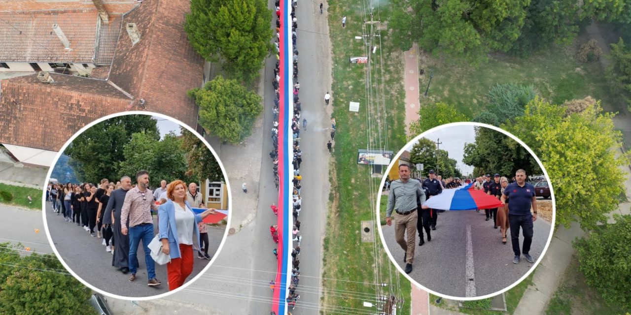 Stanovnici opštine Nova Crnja prošetali sa zastavom dugom neverovatnih 105 metara