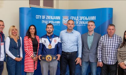 Prijem za svetskog šampiona u rvanju grčko-rimskim stilom Aleksanda Komarova- rvača srpske reprezentacije i člana “Proletera”