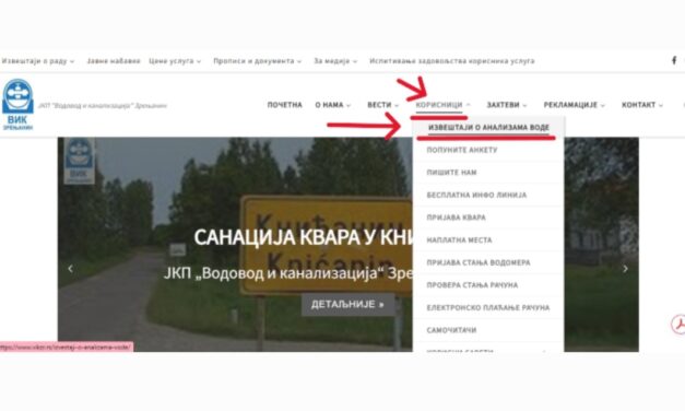 Izveštaji o analizi vode dostupni na sajtu JKP „Vodovod i kanalizacija“