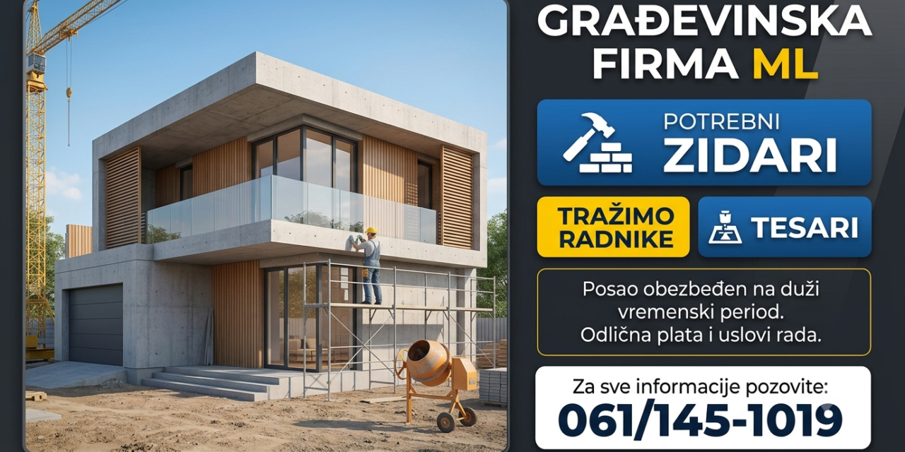 Građevinskoj firmi potrebni radnici